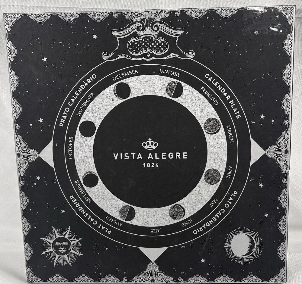 Vista Alegre Porcelain Calendar Plate 1824 Celestial Moon Phases